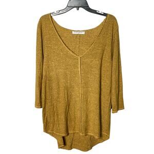 Project Social T Distressed Women's Oversized Scoop V Neck Small Shirt